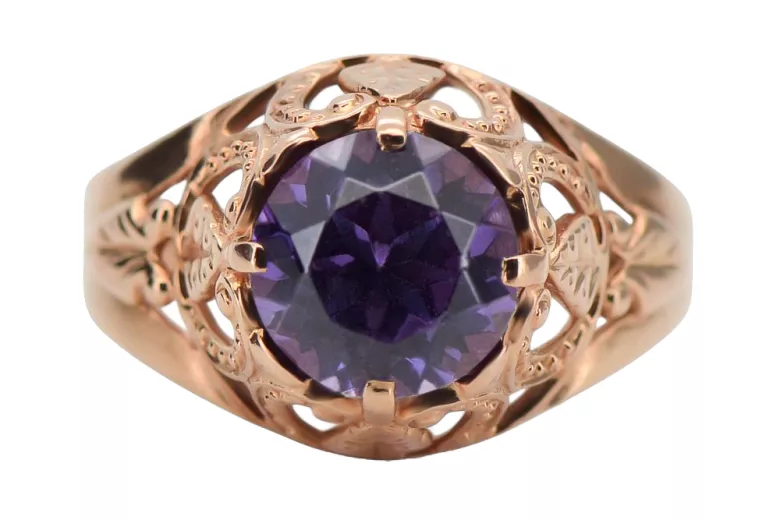 Russian Soviet rose 14k 585 gold Alexandrite Ruby Emerald Sapphire Zircon ring  vrc080