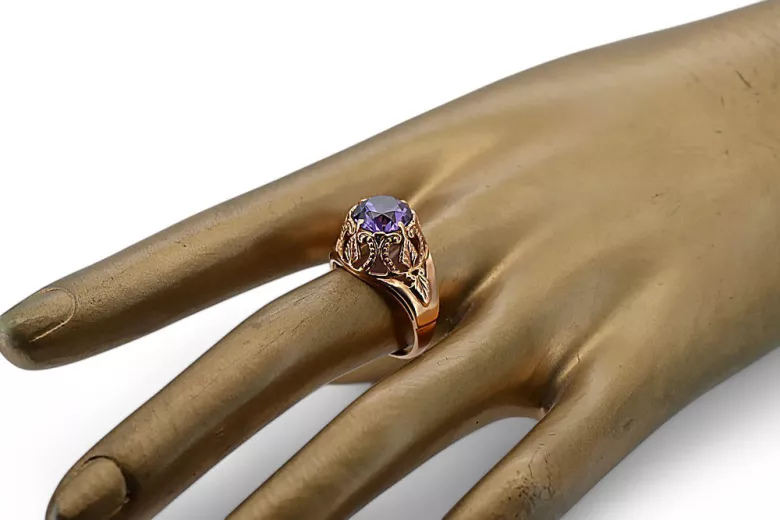 Russian Soviet rose 14k 585 gold Alexandrite Ruby Emerald Sapphire Zircon ring  vrc080