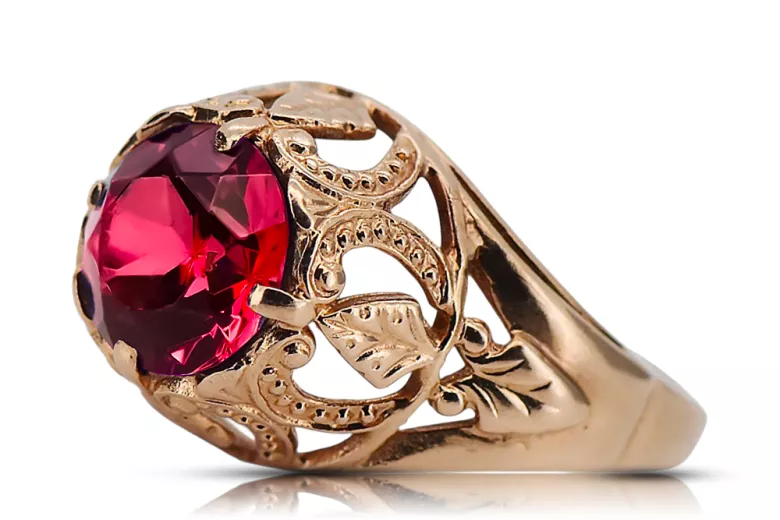 Anneau Bijoux vintage Rubis Or rose 14 carats vintage d'origine vrc080r