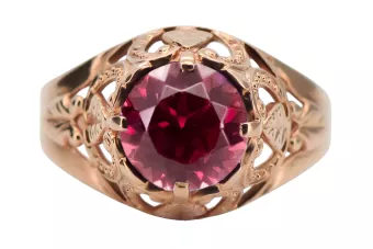 Estilo vintage Anillo Rubí Oro rosa antiguo original de 14k vrc080r