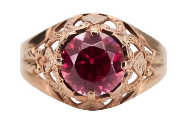 Anneau Bijoux vintage Rubis Or rose 14 carats vintage d'origine vrc080r