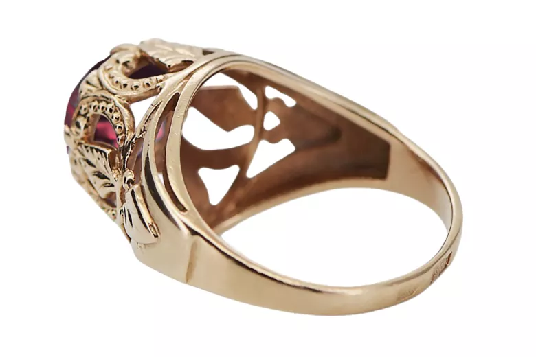 Rubin Oryginalny wyrób Vintage 14k z różowego złota Pierścionek Vintage Biżuteria vrc080r