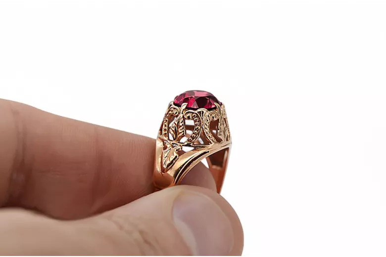 Rubin Oryginalny wyrób Vintage 14k z różowego złota Pierścionek Vintage Biżuteria vrc080r