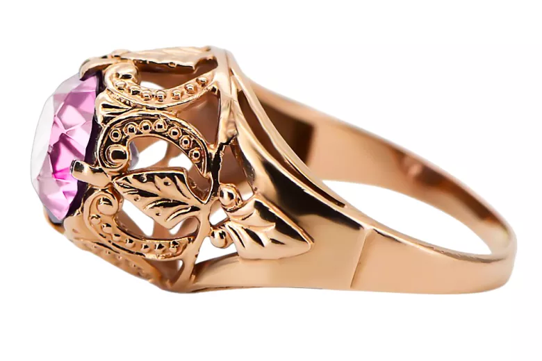 Anillo Amatista Oro rosa antiguo original de 14k Joyería vintage vrc080r