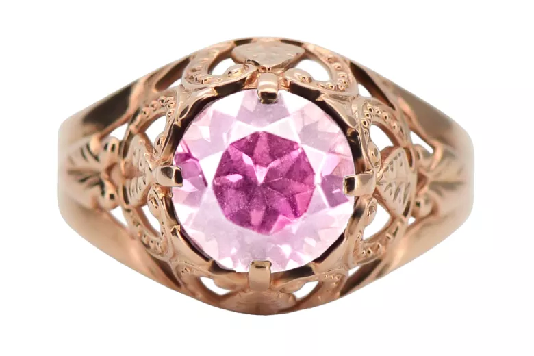 Or rose 14 carats vintage d'origine Améthyste Anneau Vintage vrc080r