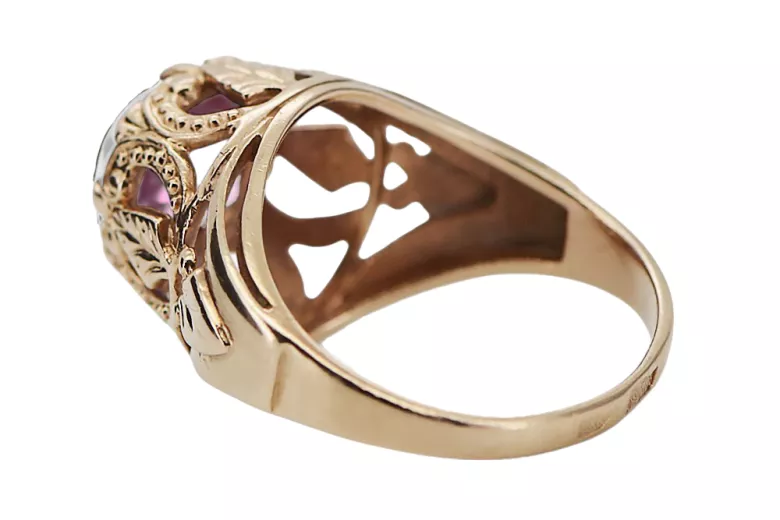 Or rose 14 carats vintage d'origine Améthyste Anneau Vintage vrc080r