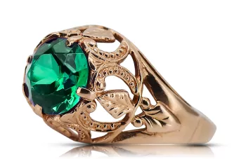 Original vintage din aur roz de 14k Smarald Inel Vintage bijuterii vrc080r