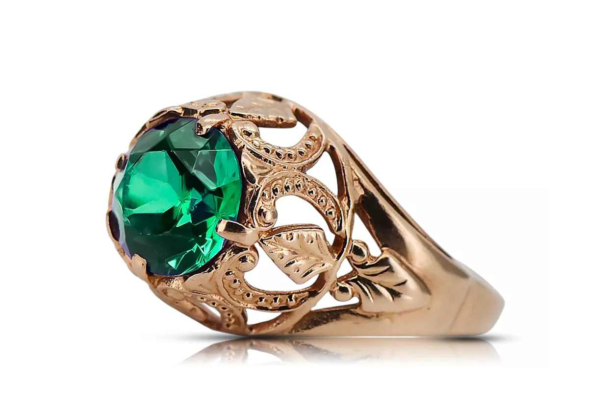 Ring Vintage Schmuck Smaragd Originales Vintage-Roségold aus 14 Karat vrc080r
