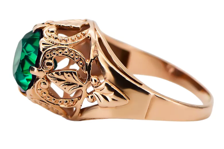 Ring Vintage Schmuck Smaragd Originales Vintage-Roségold aus 14 Karat vrc080r