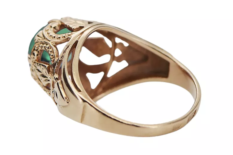 Original vintage din aur roz de 14k Smarald Inel Vintage bijuterii vrc080r