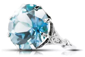 Akvamarinas 925 sidabras Žiedas Vintage vrc073s