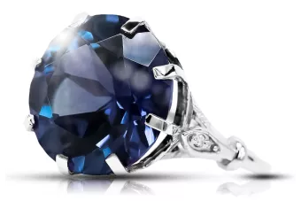 Ring Vintage style Sapphire Sterling silver 925 vrc073s