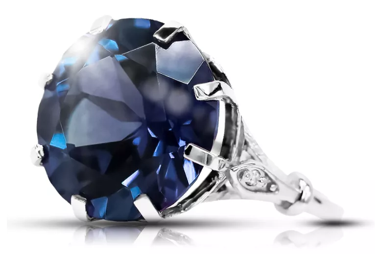 Ring Vintage style Sapphire Sterling silver 925 vrc073s