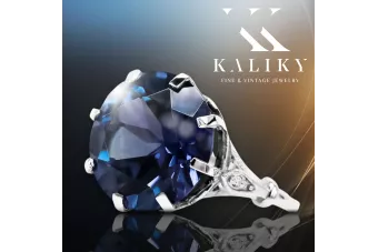 Ring Vintage style Sapphire Sterling silver 925 vrc073s