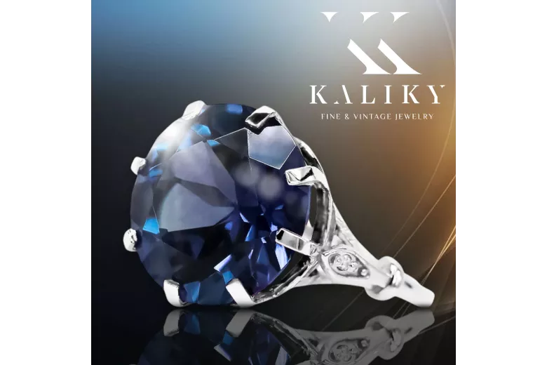 Ring Vintage style Sapphire Sterling silver 925 vrc073s