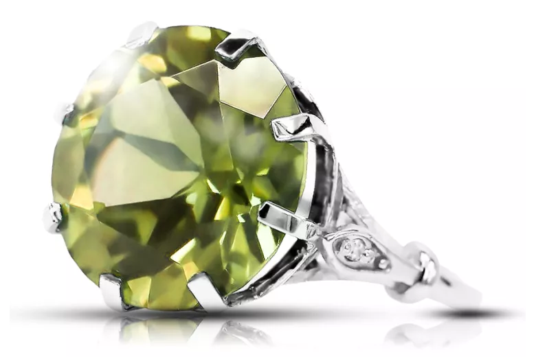 Vintage Ring Yellow Peridot Sterling silver 925 vrc073s
