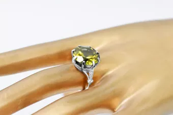 925 sidabras Geltonasis peridotas Žiedas Vintažiniai papuošalai vrc073s