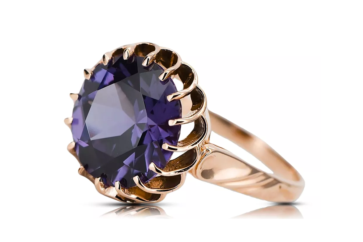 Rose pink 14k gold 585 Alexandrite ring vrc035 Vintage Russian Soviet style Rose pink 14k gold 585 Alexandrite ring vrc035 Vintage Russian Soviet style