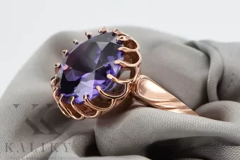 Розово розово 14k злато 585 Александрит пръстен vrc035r Vintage руски съветски стил