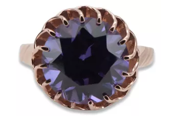 Δαχτυλίδι με ροζ επιχρύσωμα από χρυσό 14 καρατίων και αλεξανδρίτη 585 vrc035r Vintage ρωσικό σοβιετικό στυλ