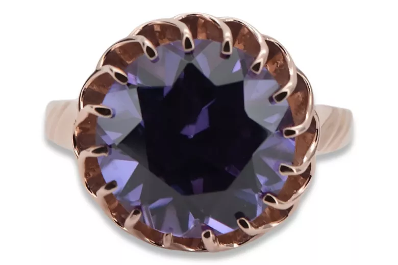 Rose pink 14k gold 585 Alexandrite ring vrc035 Vintage Russian Soviet style