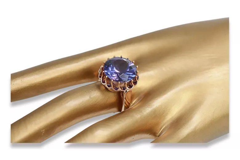 Rose pink 14k gold 585 Alexandrite ring vrc035 Vintage Russian Soviet style