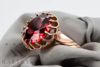 Рубін Оригінальне вінтажне рожеве золото 14 карат Каблучка Вінтаж vrc035r