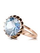 Style vintage Anneau Aigue-marine Or rose 14 carats vintage d'origine vrc035r