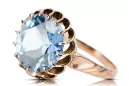 Oro rosa antiguo original de 14k Aguamarina Anillo Vintage vrc035r