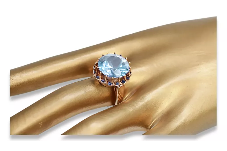 Aquamarine Original Vintage 14K Rose Gold Ring Vintage style vrc035r