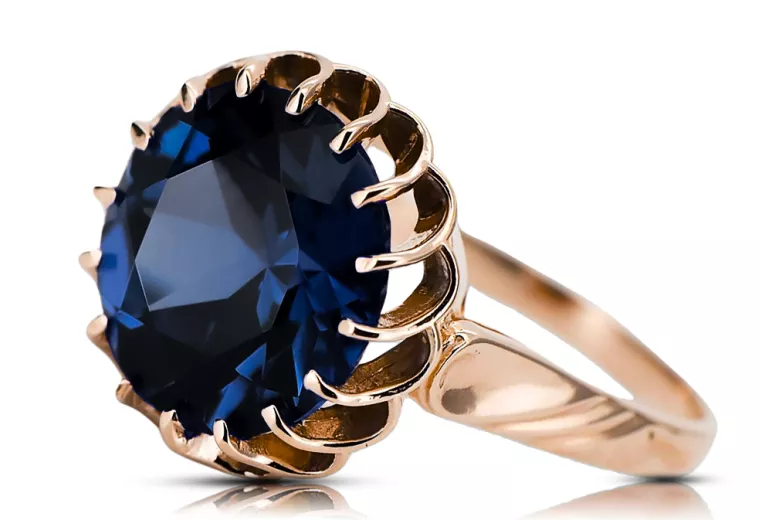 Каблучка Сапфір Оригінальне вінтажне рожеве золото 14 карат Вінтаж vrc035r