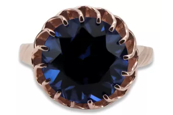 Pierścionek Vintage Szafir Oryginalny wyrób Vintage 14k z różowego złota vrc035r