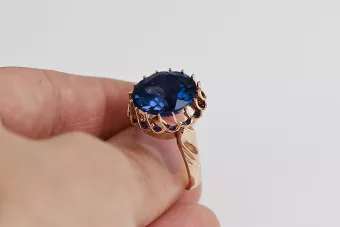 Anillo Vintage Zafiro Oro rosa antiguo original de 14k vrc035r