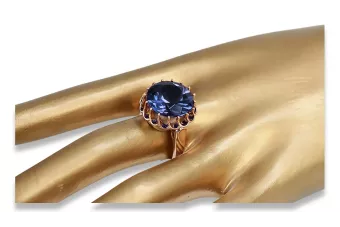 Пръстен Винтидж крафт Сапфир Оригинално ретро 14k розово злато vrc035r