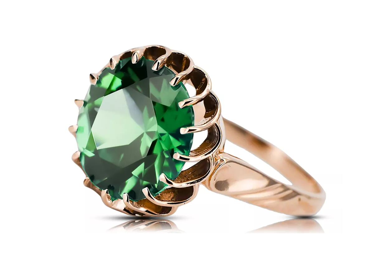 Emerald Original Vintage 14K Rose Gold Ring Vintage craft vrc035r