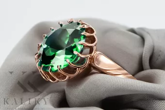 Пръстен Смарагд Оригинално ретро 14k розово злато Винтидж крафт vrc035r