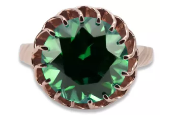 Vintažiniai papuošalai Žiedas Smeraldai Originalus 14k rožinio aukso vintage vrc035r