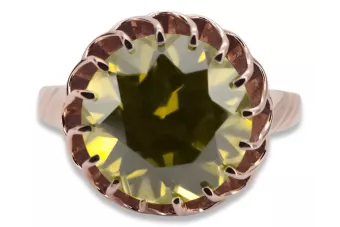 Artisanat vintage Anneau Péridot jaune Or rose 14 carats vintage d'origine vrc035r