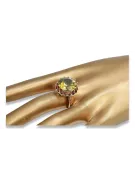 Оригинално ретро 14k розово злато Жълт перидот Пръстен Винтидж бижута vrc035r
