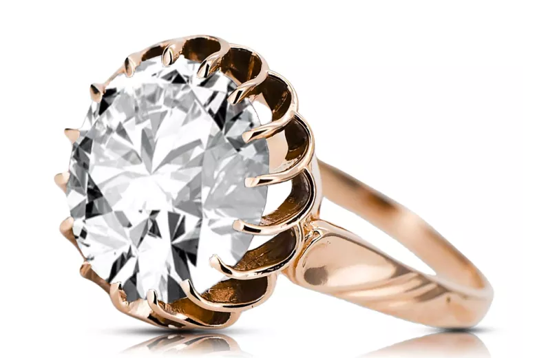 Vintage Jewlery Ring Zircon Original Vintage 14K Rose Gold vrc035r