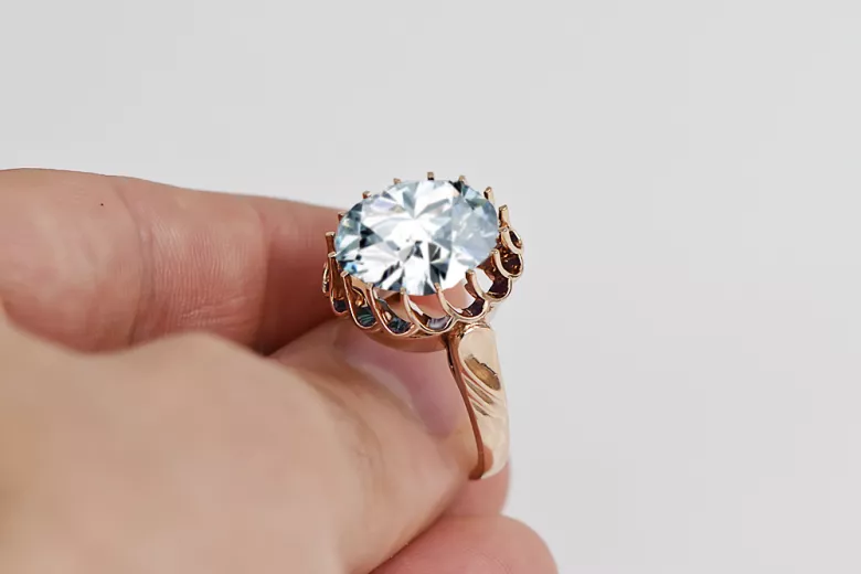 Žiedas Žirkoniai Originalus 14k rožinio aukso vintage Vintažiniai amatai vrc035r