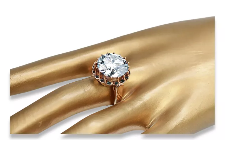 Žiedas Žirkoniai Originalus 14k rožinio aukso vintage Vintažiniai amatai vrc035r