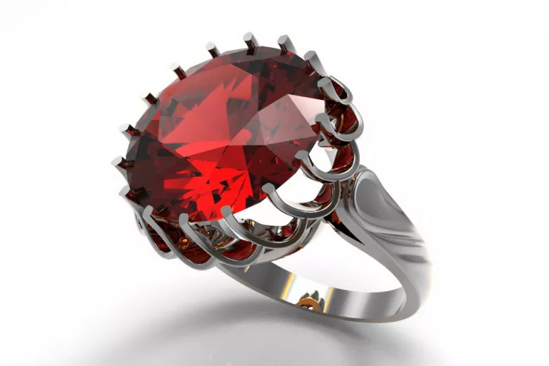 Vintage Anillo Rubí Plata de ley 925 vrc035s