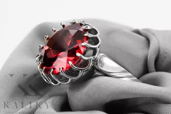 925 sidabras Rubinas Žiedas Vintage vrc035s