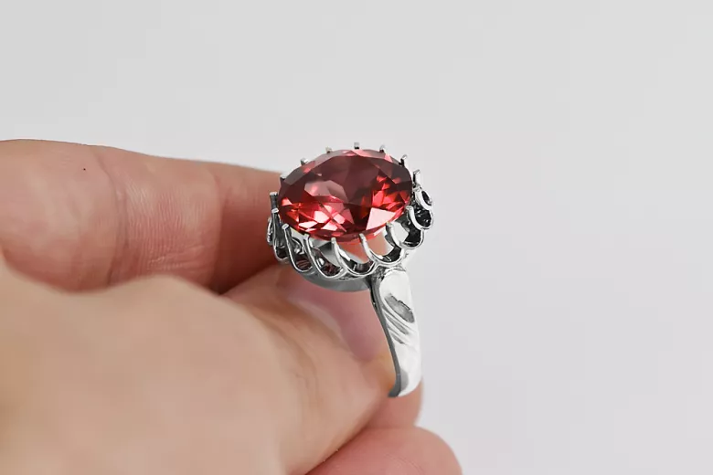 Vintage Anillo Rubí Plata de ley 925 vrc035s