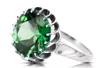 Vintage style Ring Emerald Sterling silver 925 vrc035s