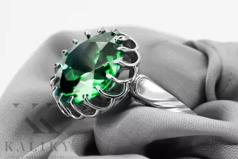Vintage style Ring Emerald Sterling silver 925 vrc035s