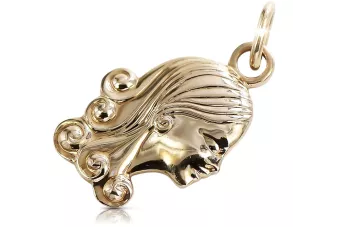 Rusă roz roz sovietic 14k 585 aur URSS Pandantiv zodiacal virgin vzp001