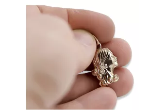 Русская роза розовая Советская 14к 585 золото СССР Богородица зодиак кулон vzp001