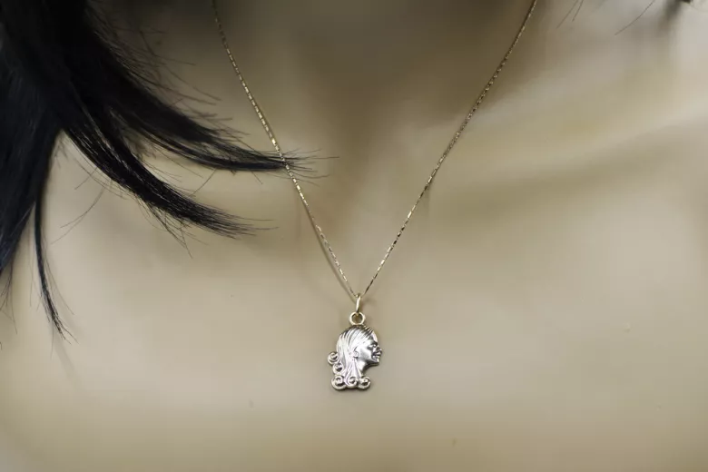 Rusă roz roz sovietic 14k 585 aur URSS Pandantiv zodiacal virgin vzp001